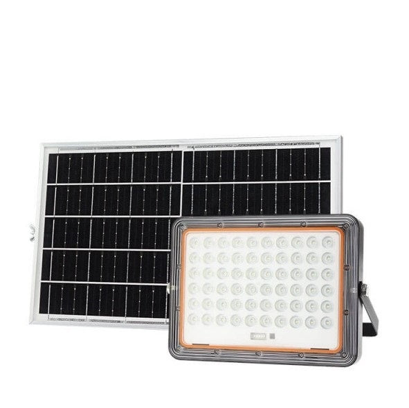 LED Floodlight, Black, with Solar Panel, 15W, White Light — image 1