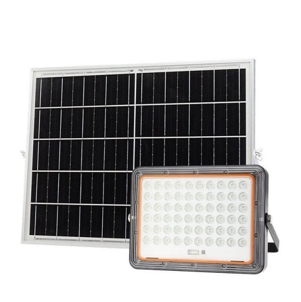 LED Floodlight, Black, with Solar Panel, 20W, 2600Lm, White Light — image 1