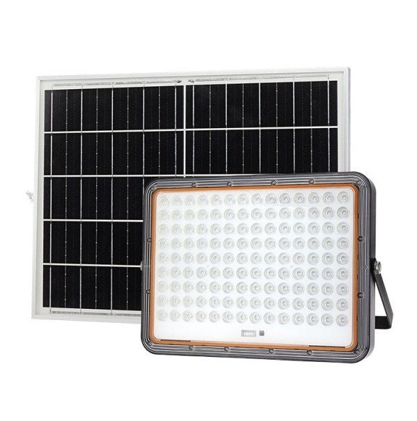 LED Floodlight, Black, with Solar Panel, 25W, 3200Lm, White Light — image 1