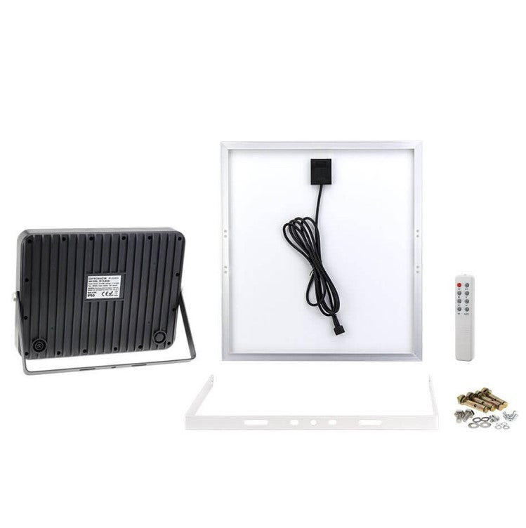 LED Floodlight, Black, with Solar Panel, 30W, White Light — image 3