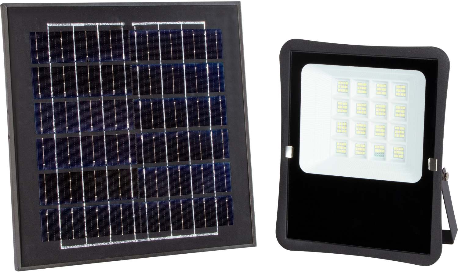 LED Floodlight, Black, with Solar Panel, 20W, 1600Lm, White Light — image 1