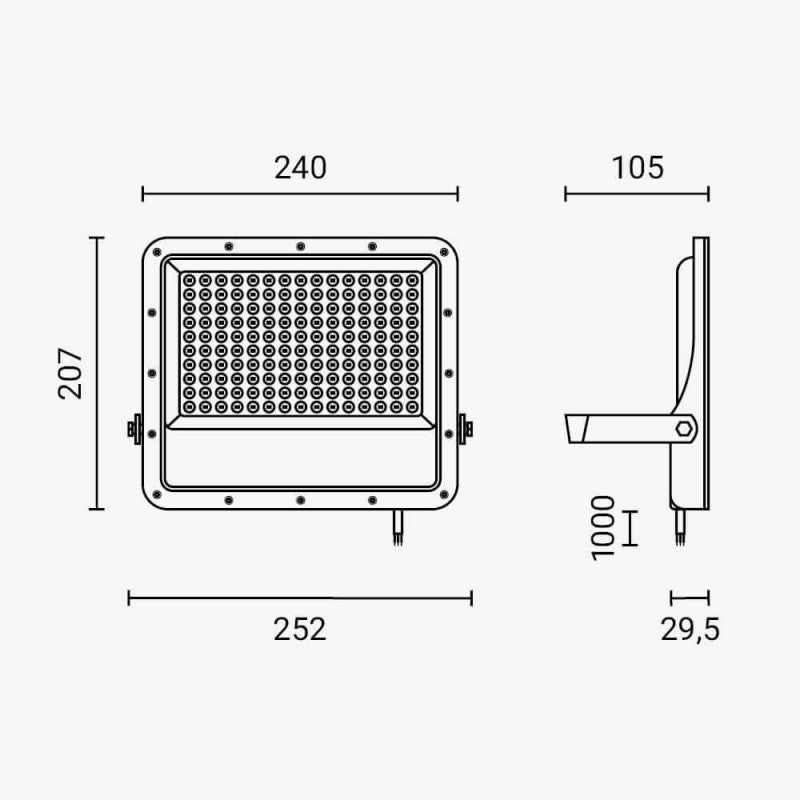 LED Floodlight, Grey, 100Lm/W, 100W, Neutral Light — image 6
