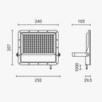 LED Floodlight, Grey, 100Lm/W, 100W, Neutral Light — image 6