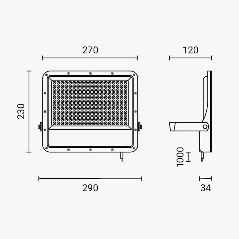 LED Floodlight, Grey, 100Lm/W, 150W, Neutral Light — image 6