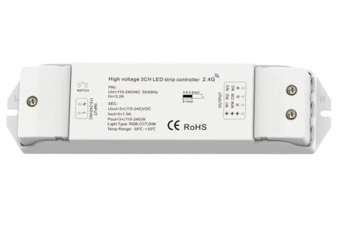 LED RGB CCT Strip Dimming Controller, DC110-240V, 1A/Ch,  3 Channels Remote Control — image 1