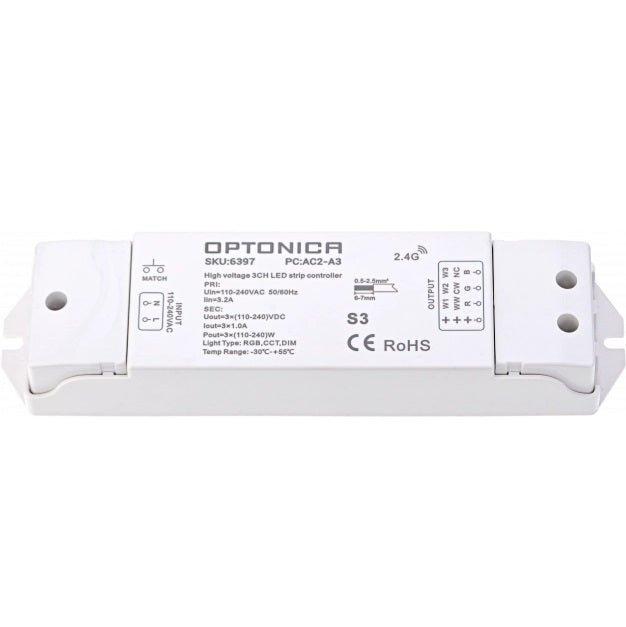 LED RGB CCT Strip Dimming Controller, DC110-240V, 1A/Ch,  3 Channels Remote Control — image 2
