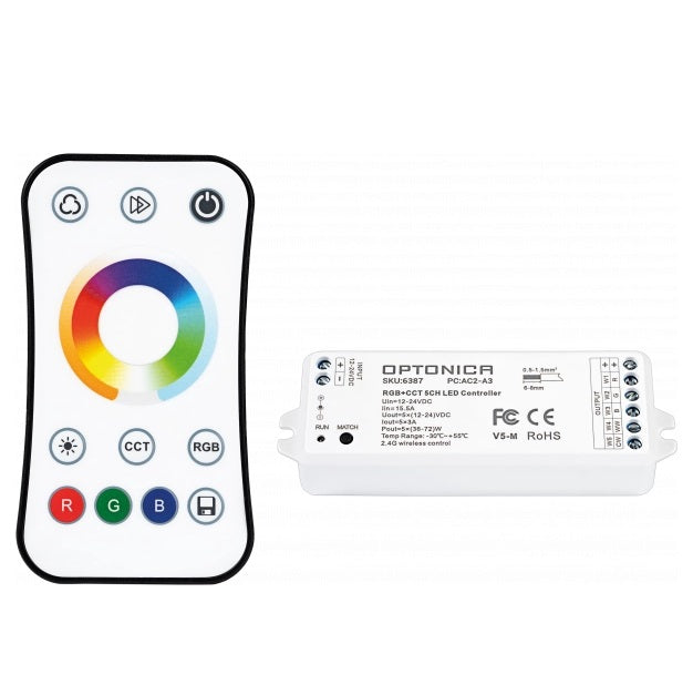 LED RGB CCT Controller, 12-24V, 3A/Ch, 5 Channels, with Remote Console, 3 Years Warranty — image 2