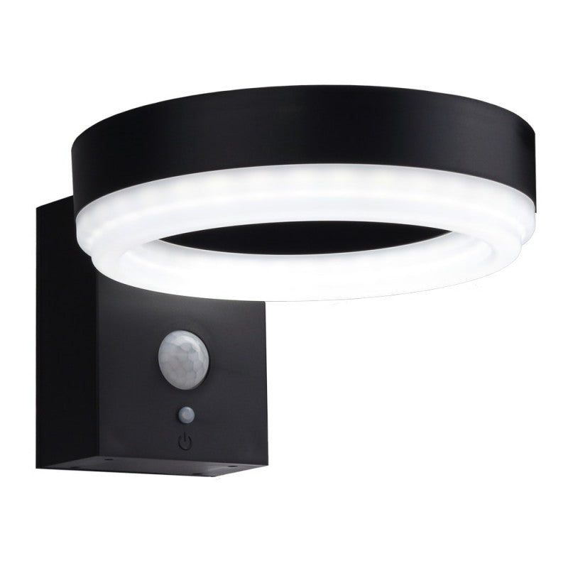 LED Solar Wall Lamp, Black, Round, PIR Sensor, 6W, White Light — image 3