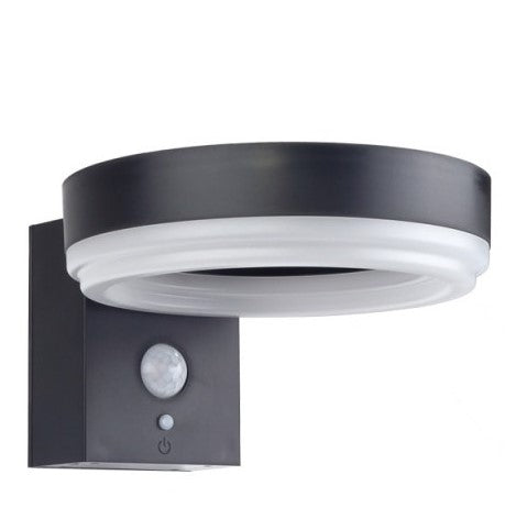 LED Solar Wall Lamp, Black, Round, PIR Sensor, 6W, White Light — image 2