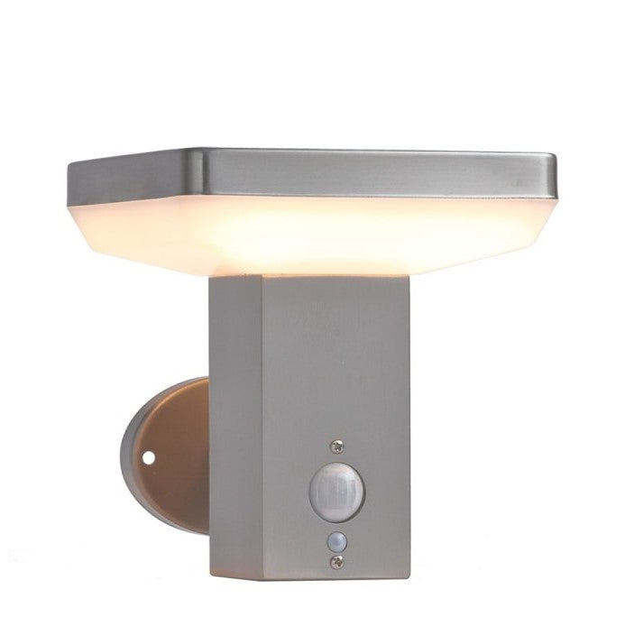 LED Solar Wall Light, Up, Brushed Aluminium, PIR Sensor, 4.4W, Warm Light — image 3