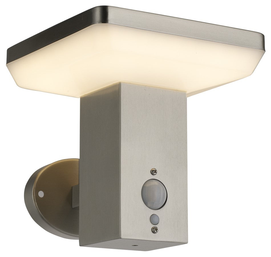 LED Solar Wall Light, Up, Brushed Aluminium, PIR Sensor, 4.4W, Warm Light — image 1