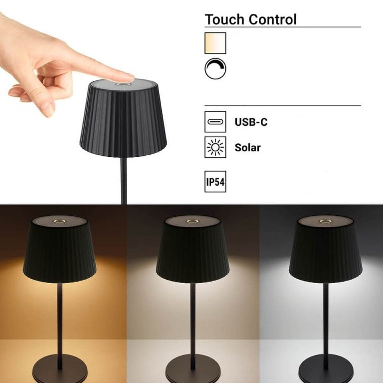 LED Rechargeable Solar Table Lamp, 2.5W, Chrome — image 3