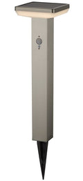 LED Solar Lawn Lamp, 4.4W, Spike, Brushed Aluminium, PIR Sensor, Warm Light — image 1