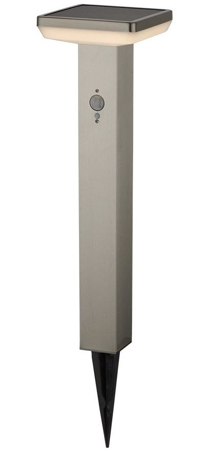 LED Solar Lawn Lamp, 4.4W, Spike, Brushed Aluminium, PIR Sensor, Warm Light — image 1