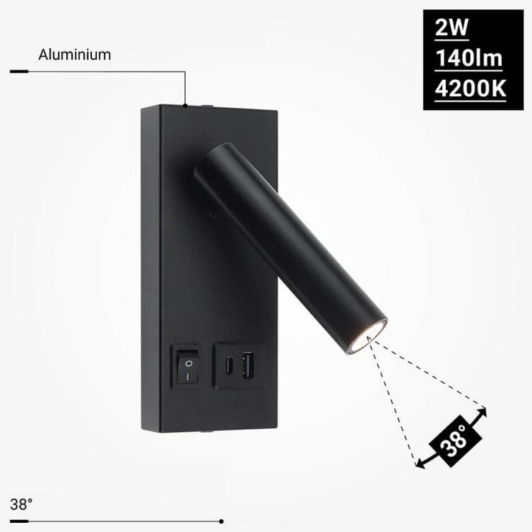 LED Cabinet Light, 2W, ON/OFF-Switch, USB, Black, Neutral Light — image 4