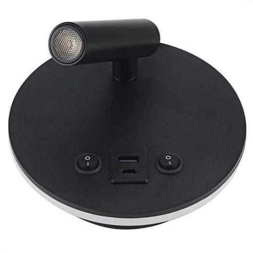 LED Wall Light, 8W, ON/OFF-Switch, USB, Black, Neutral Light — image 2