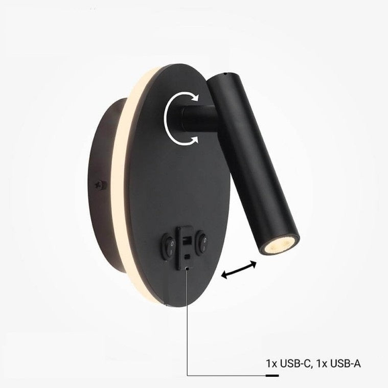 LED Wall Light, 8W, ON/OFF-Switch, USB, Black, Neutral Light — image 5
