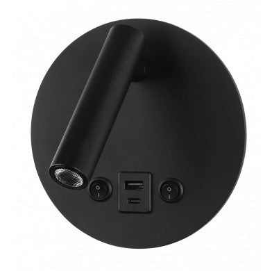 LED Wall Light, 8W, ON/OFF-Switch, USB, Black, Warm Light — image 1