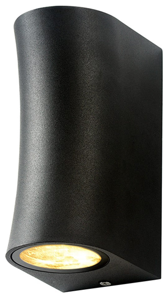 LED Wall Lamp, Black, Curved Cylinder, 2 Sockets, Max 35W — image 1