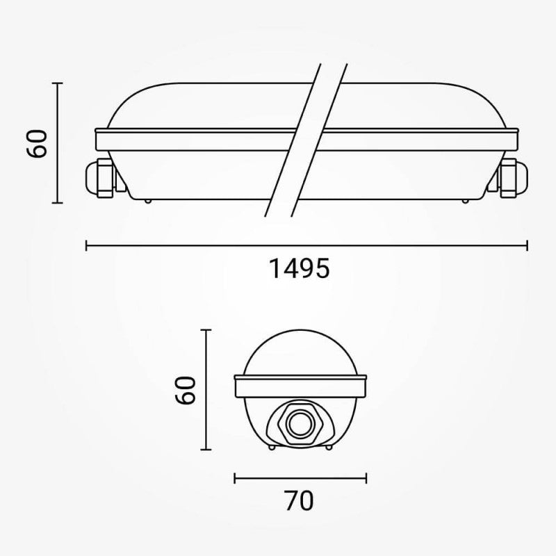 LED Waterproof Fixture, 55W, 150cm, with Emergency Light, White Light — image 5