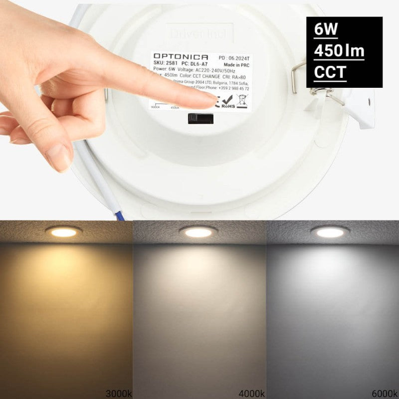 LED Slim Downlight, 6W, Dimmable, CCT 3000K-6000K — image 4