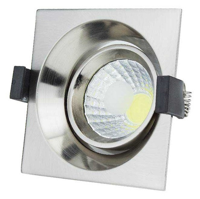 LED Downlight, Square, Build-In, Inox, 8W, Warm Light — image 1