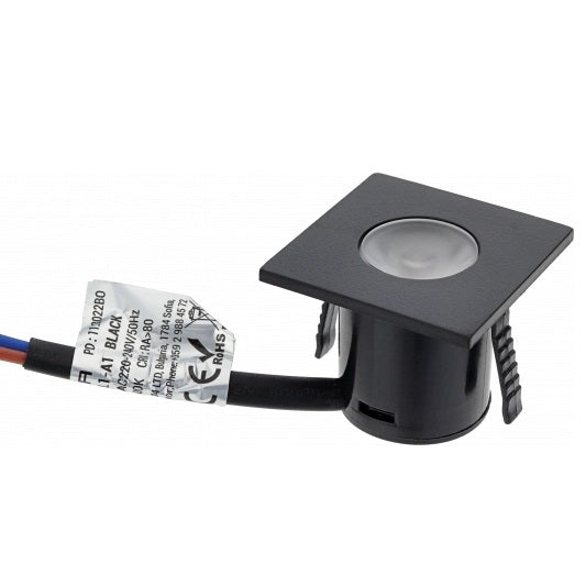 LED Cabinet Light, Square, Black, 1W, Warm Light — image 2