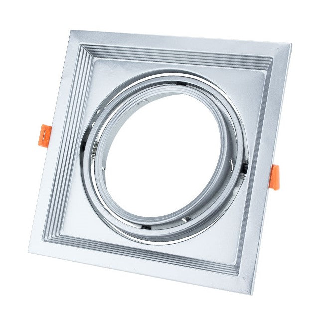 LED Downlight, Rectangular, Silver, 1 Ring, Adjustable, 2Pcs/Box — image 1