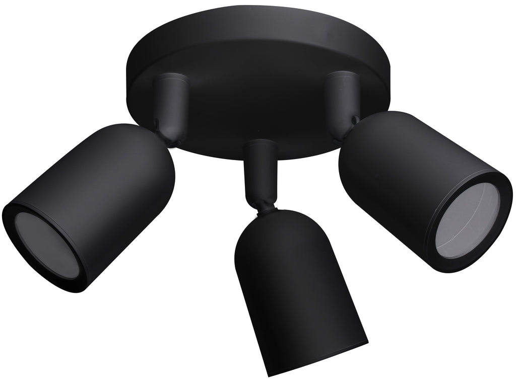 LED Spotlight Fixture, Plastic, 3*GU10, Black — image 1