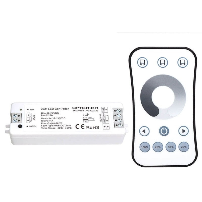 LED One Color Controller, 12-24V, 4A/Ch, 3 Channels, with Remote Console — image 2
