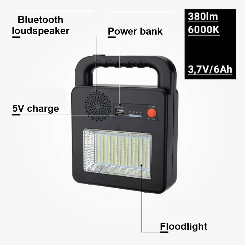 Solar Portable Bluetooth Speaker + Lamp, Black, 3.5W, CCT 3000K-6000K — image 4