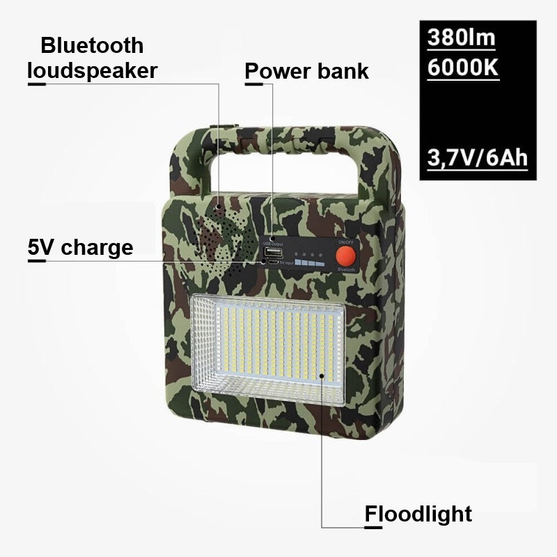 Solar Portable Bluetooth Speaker + Lamp, Camouflage, 3.5W ,CCT 3000K-6000K — image 4