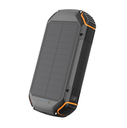 Power bank, 20Ah, 3.7V, Solar 1.2W, LED 4W, Black and Orange — image 2