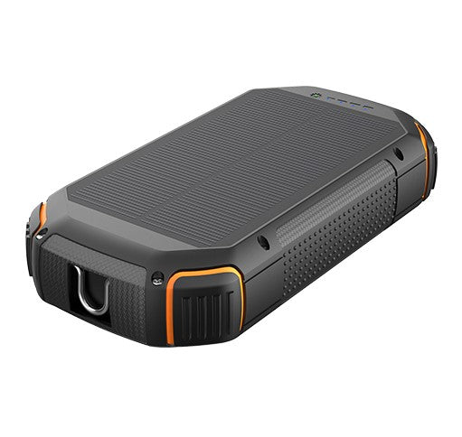 Power bank, 20Ah, 3.7V, Solar 1.2W, LED 4W, Black and Orange — image 3