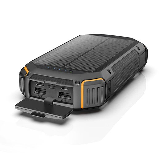 Power bank, 20Ah, 3.7V, Solar 1.2W, LED 4W, Black and Orange — image 4