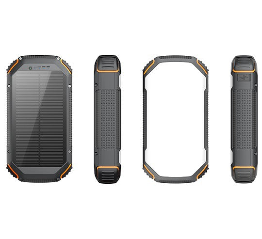 Power bank, 20Ah, 3.7V, Solar 1.2W, LED 4W, Black and Orange — image 5