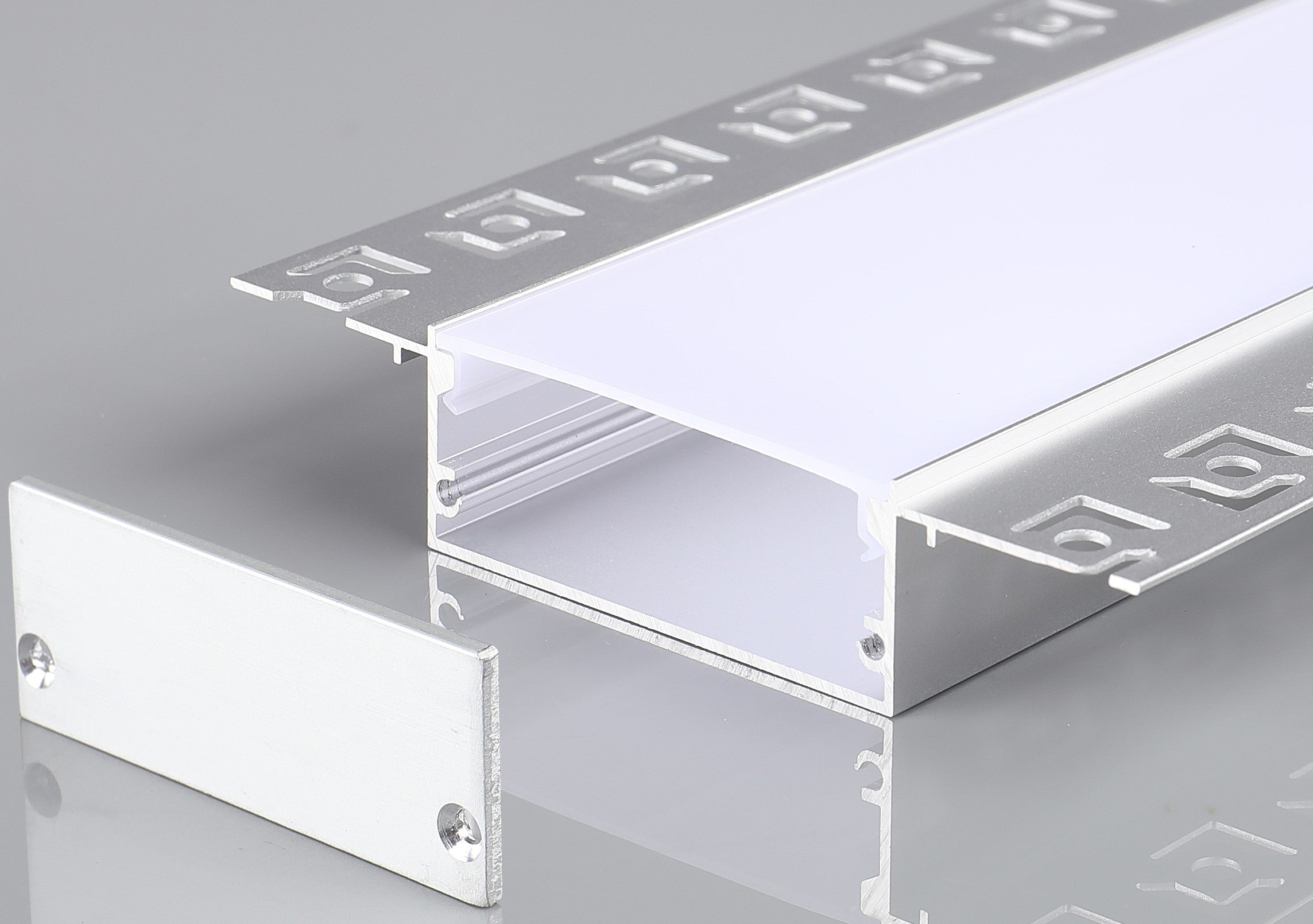 Profile For LED Strip, Silver, White Cover, 50x20mm — image 1