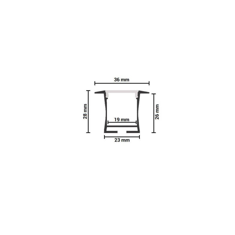 Profile For LED Strip, Silver, White Cover, 36x23.5mm — image 4