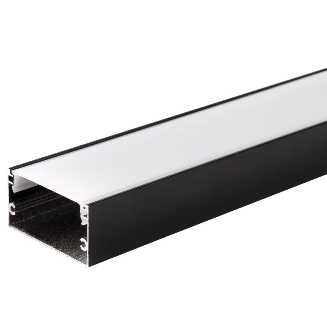Profile For LED Strip, Black, White Cover, 40x20mm — image 1
