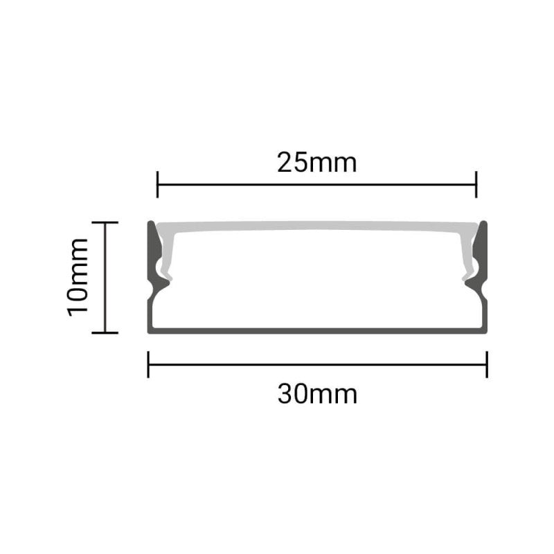 Profile For LED Strip, Black, White Cover, 30x10mm — image 3
