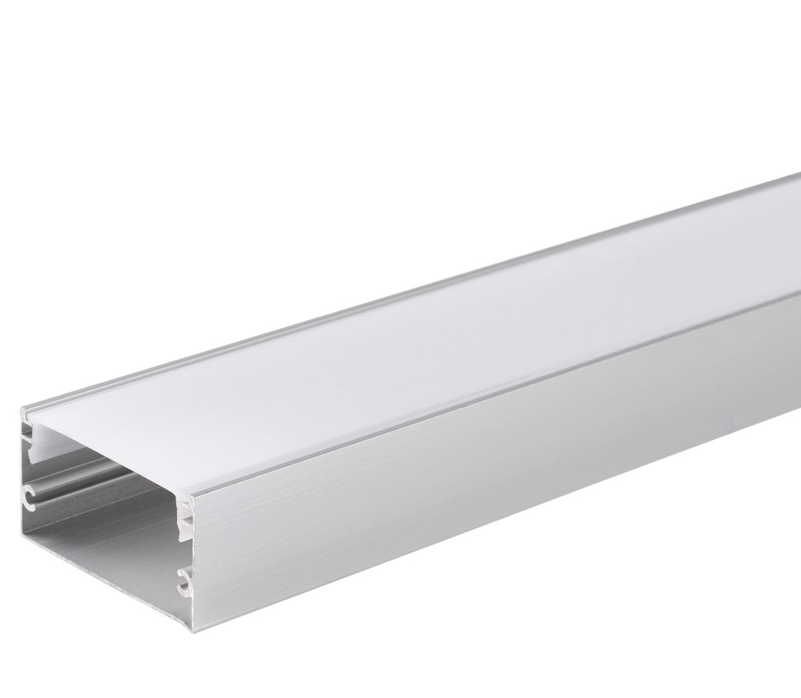 Profile For LED Strip, Silver, White Cover, 40x20mm — image 1