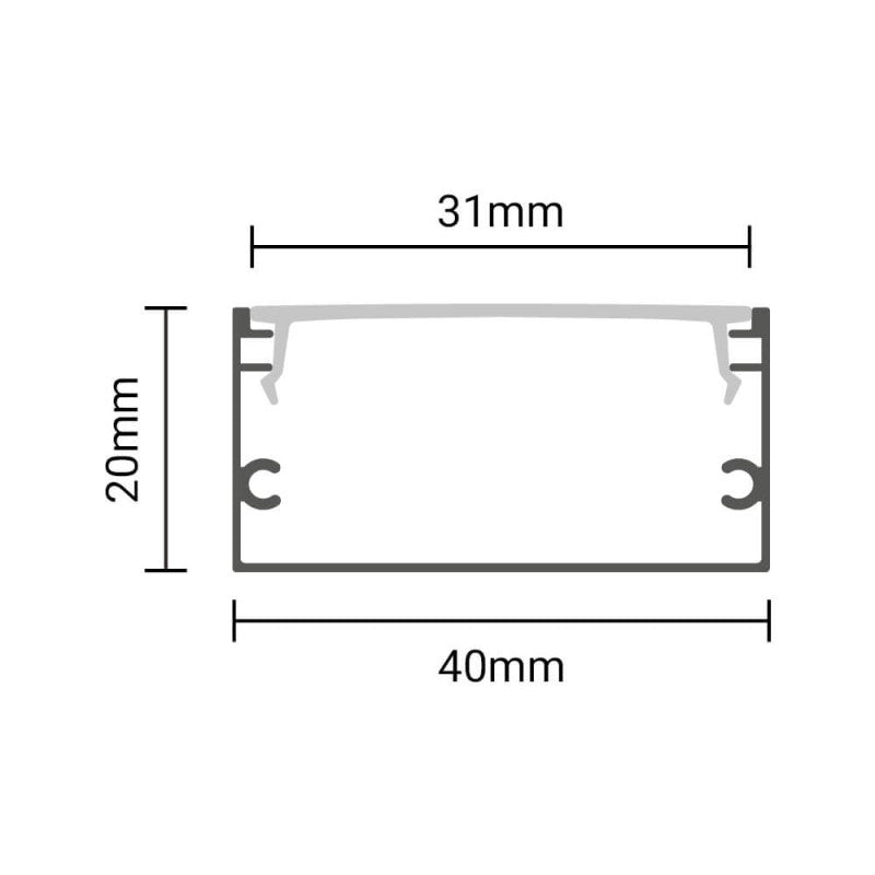 Profile For LED Strip, Silver, White Cover, 40x20mm — image 3
