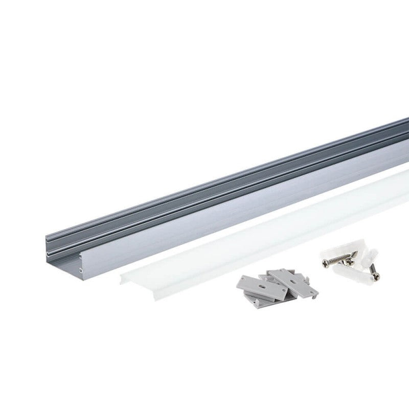 Profile For LED Strip, Silver, White Cover, 40x20mm — image 2