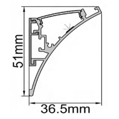 Profile for LED Strip, Silver, White Cover, 51x36.5mm — image 3