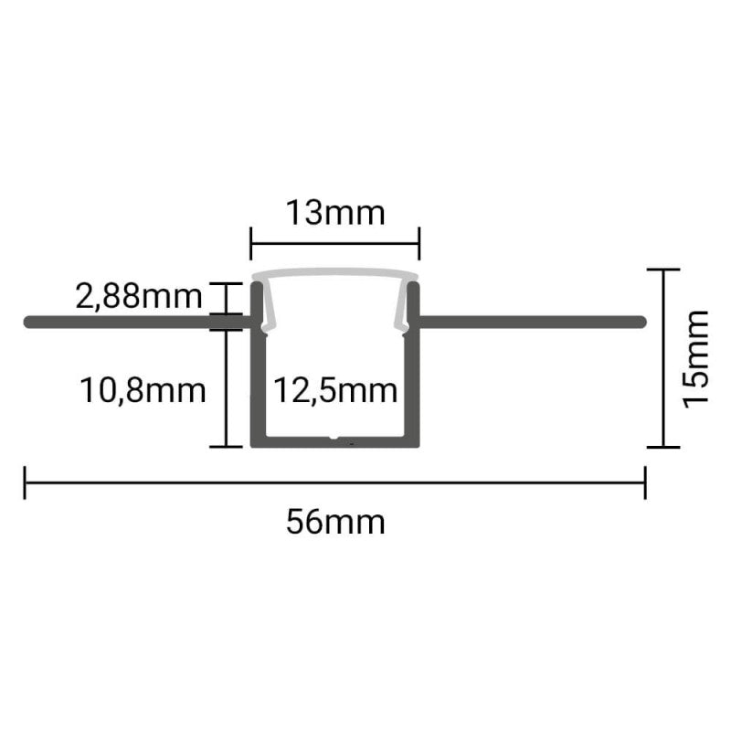 Profile For LED Strip, Built In, Gray, White Cover, 56x15mm — image 3