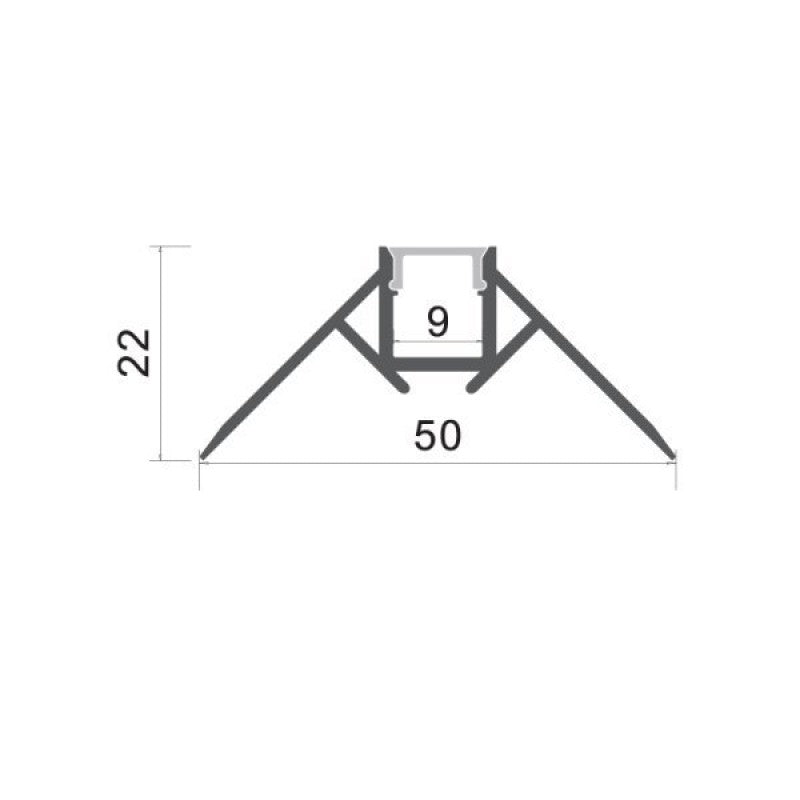 Profile For LED Strip, Built In, Gray, White Cover, 53x25mm — image 3