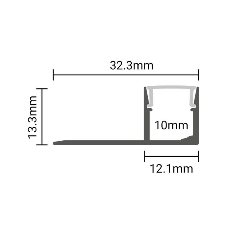 Profile For LED Strip, Gray, White Cover, 32.3x13.3mm — image 3