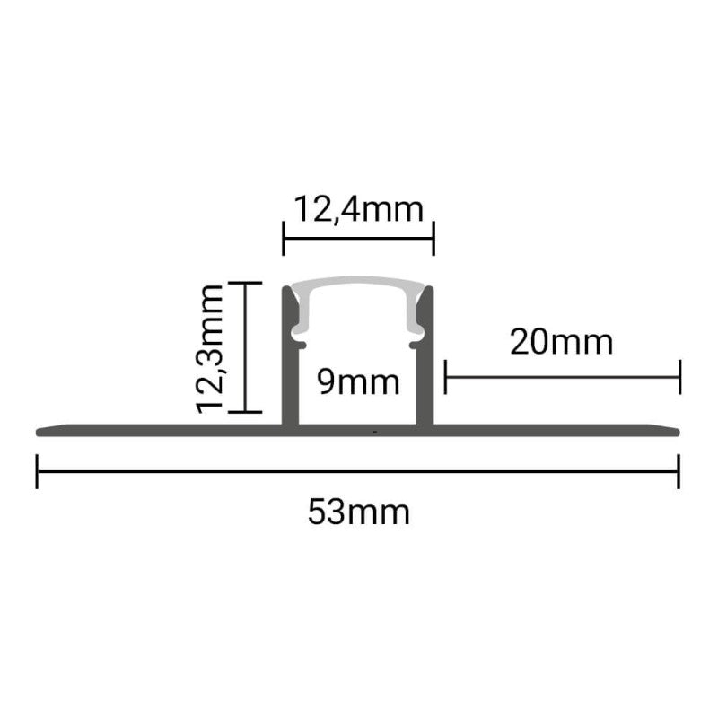 Profile For LED Strip, Gray, White Cover, 53x12.3mm — image 3