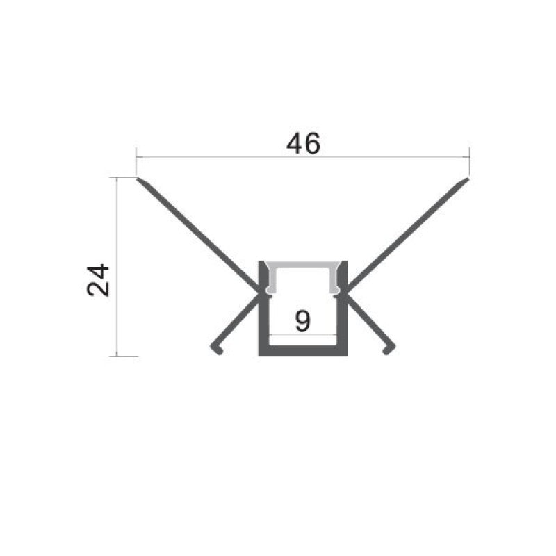 Profile For LED Strip, Built In, Gray, White Cover, 48x28mm — image 3