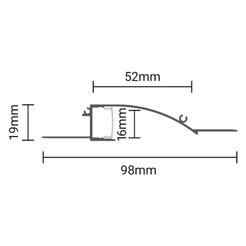 Profile For LED Strip, Silver, White Cover, 98x19mm — image 4
